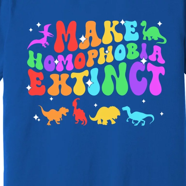 Groovy Make Homophobia Extinct Pride Lgbt Rainbow Dinosaur Gift Premium T-Shirt