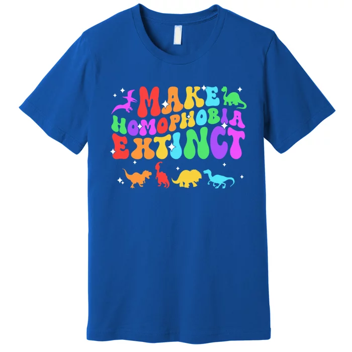 Groovy Make Homophobia Extinct Pride Lgbt Rainbow Dinosaur Gift Premium T-Shirt