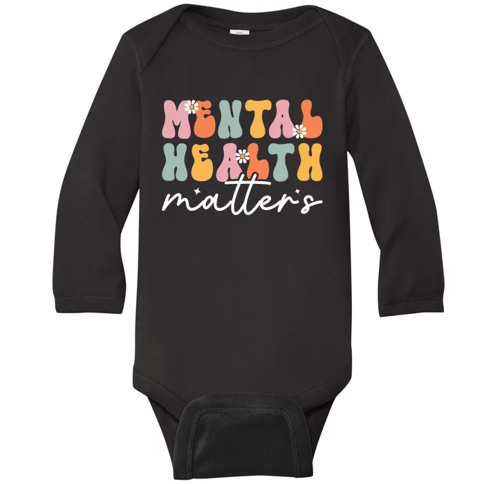 Groovy Mental Health Matters Human Brain Illness Awareness Baby Long Sleeve Bodysuit