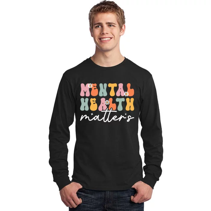 Groovy Mental Health Matters Human Brain Illness Awareness Tall Long Sleeve T-Shirt