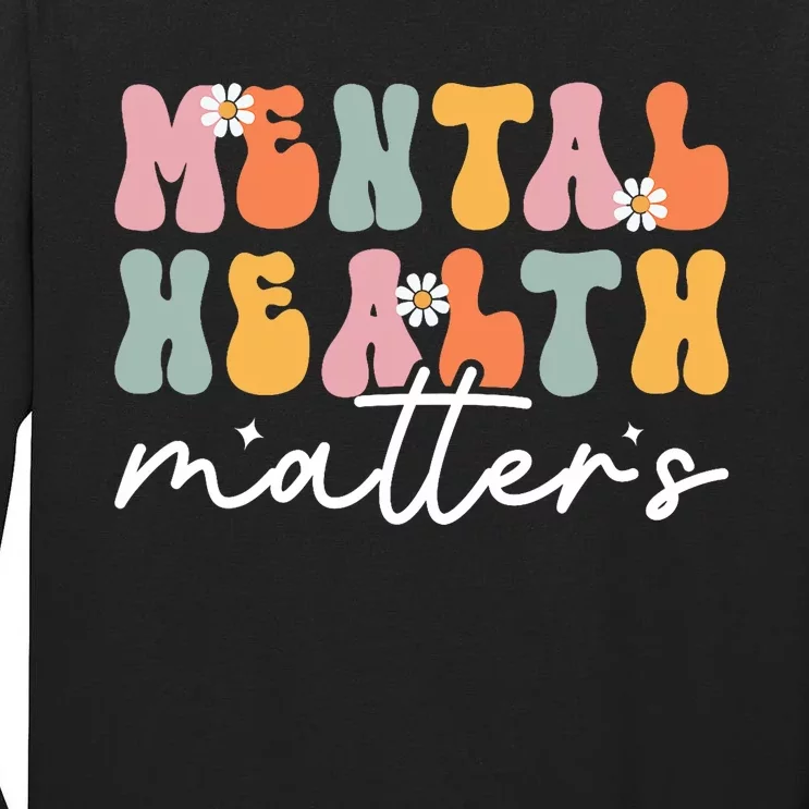 Groovy Mental Health Matters Human Brain Illness Awareness Tall Long Sleeve T-Shirt