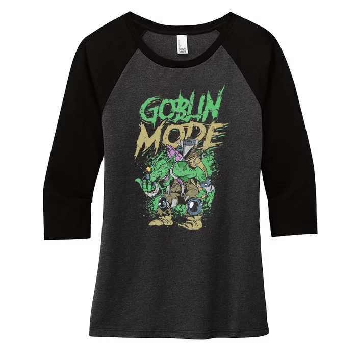 Goblin Mode Horror Halloween Women's Tri-Blend 3/4-Sleeve Raglan Shirt