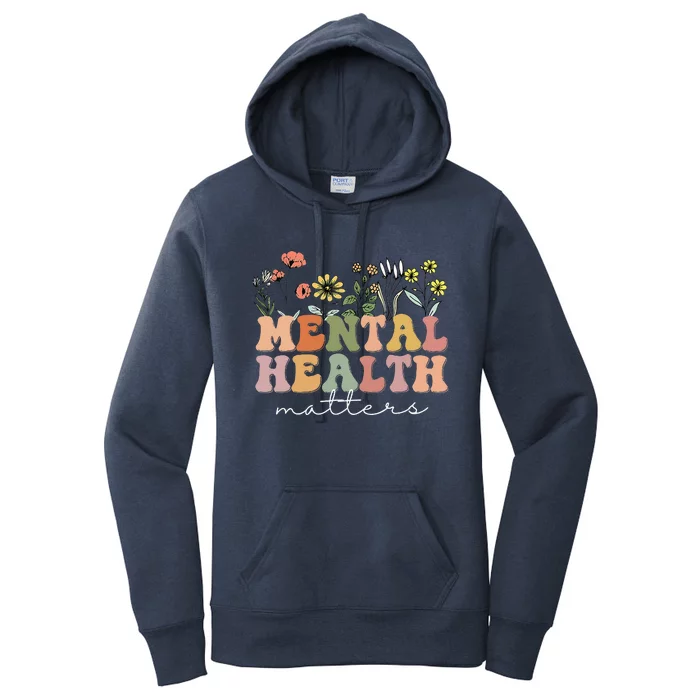 Groovy Mental Health Matters Human Brain Illness Awareness Women's Pullover Hoodie