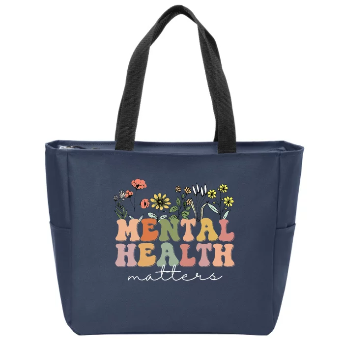 Groovy Mental Health Matters Human Brain Illness Awareness Zip Tote Bag