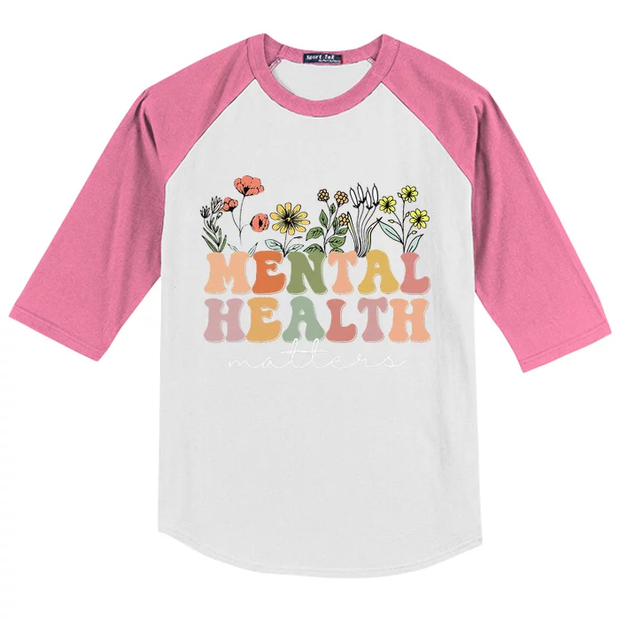 Groovy Mental Health Matters Human Brain Illness Awareness Kids Colorblock Raglan Jersey