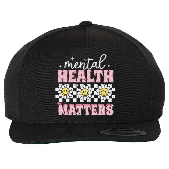 Groovy Mental Health Matters Human Brain Illness Awareness Wool Snapback Cap