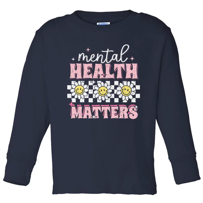 Groovy Mental Health Matters Human Brain Illness Awareness Toddler Long Sleeve Shirt