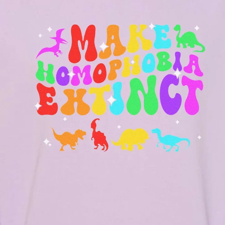 Groovy Make Homophobia Extinct Pride LGBT Rainbow Dinosaur Garment-Dyed Sweatshirt