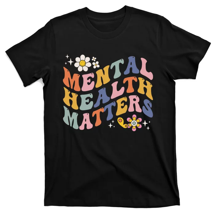 Groovy Mental Health Matters Human Brain Illness Awareness T-Shirt