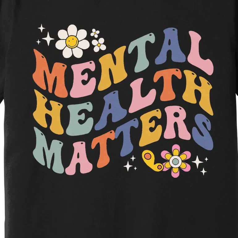 Groovy Mental Health Matters Human Brain Illness Awareness Premium T-Shirt