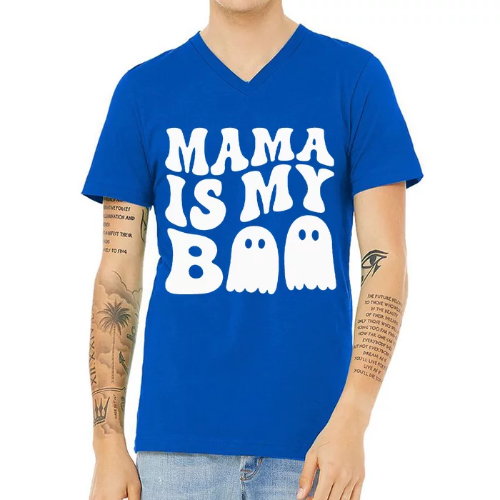 Groovy Mama Is My Boo Halloween V-Neck T-Shirt