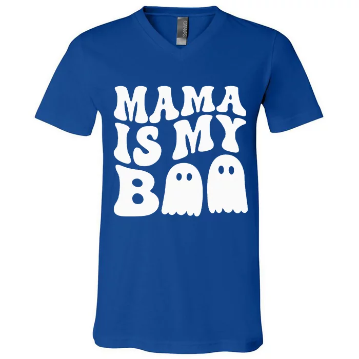 Groovy Mama Is My Boo Halloween V-Neck T-Shirt