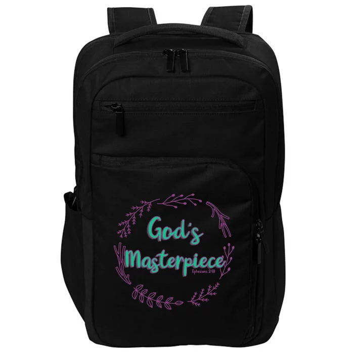 God's Masterpiece In Wreath Leaves Funny Gift Impact Tech Backpack