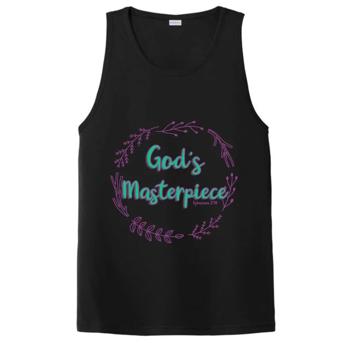 God's Masterpiece In Wreath Leaves Funny Gift Performance Tank