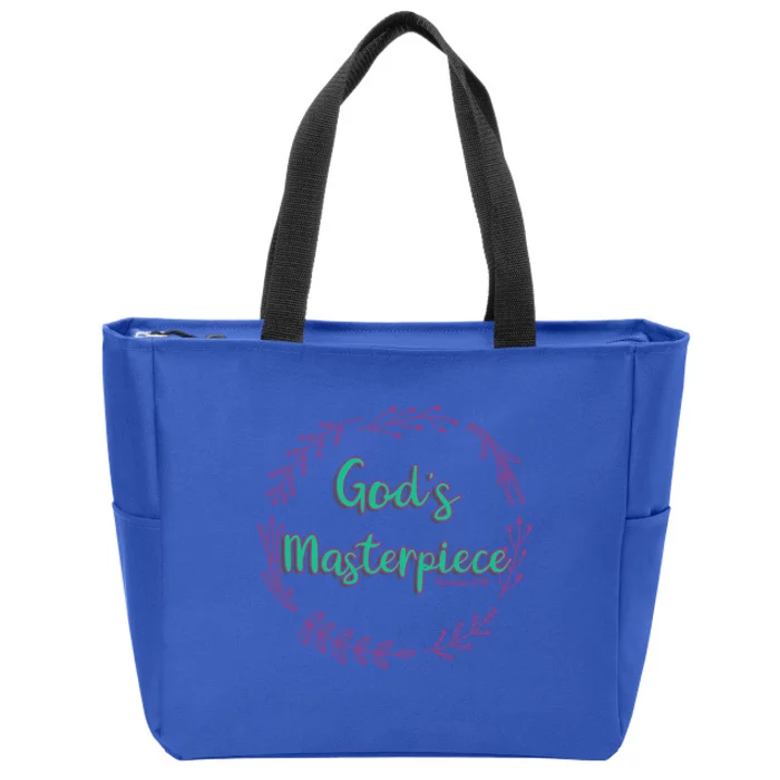 God's Masterpiece In Wreath Leaves Funny Gift Zip Tote Bag