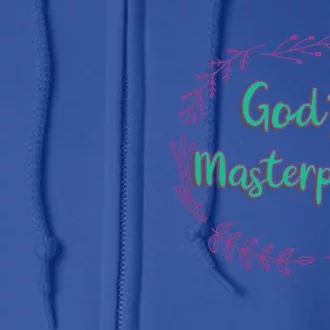 God's Masterpiece In Wreath Leaves Funny Gift Full Zip Hoodie