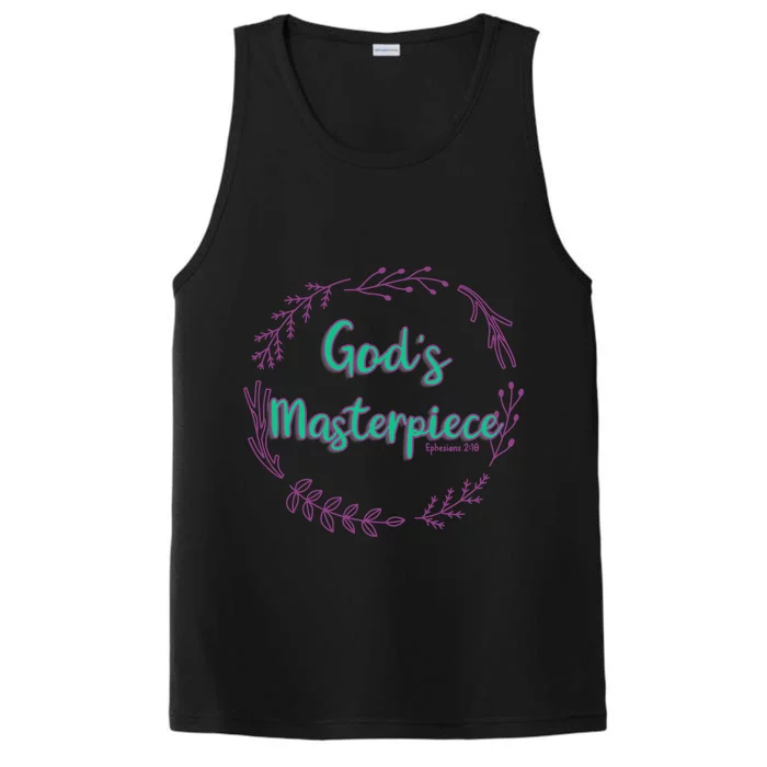 God's Masterpiece In Wreath Leaves Gift Performance Tank