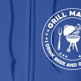 Grill Master I Beer And I Grill Things Barbecue Bbq Funny Gift Full Zip Hoodie