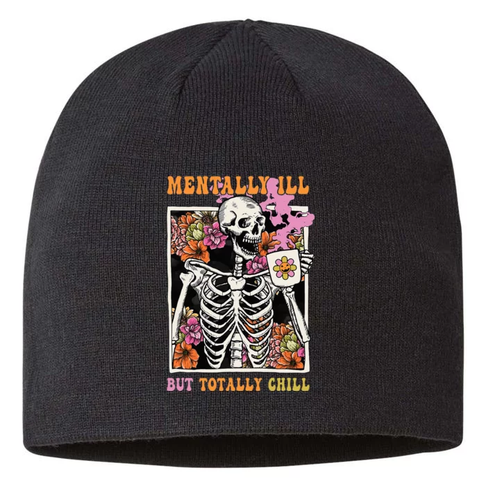 Groovy Mentally Ill But Totally Chill Halloween Skeleton 8 1/2in Sustainable Knit Beanie