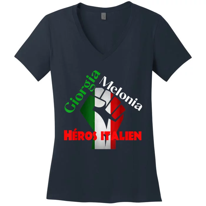 Georgia Meloni Italian Hero Women's V-Neck T-Shirt