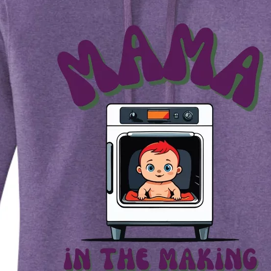 Groovy Mama In The Making For Pregnant Parent Baby Reveal Women's Pullover Hoodie