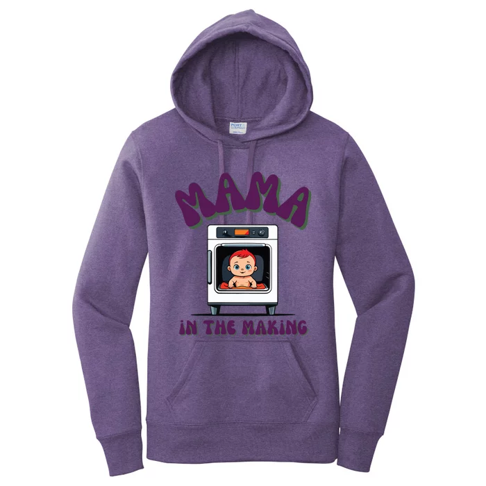 Groovy Mama In The Making For Pregnant Parent Baby Reveal Women's Pullover Hoodie