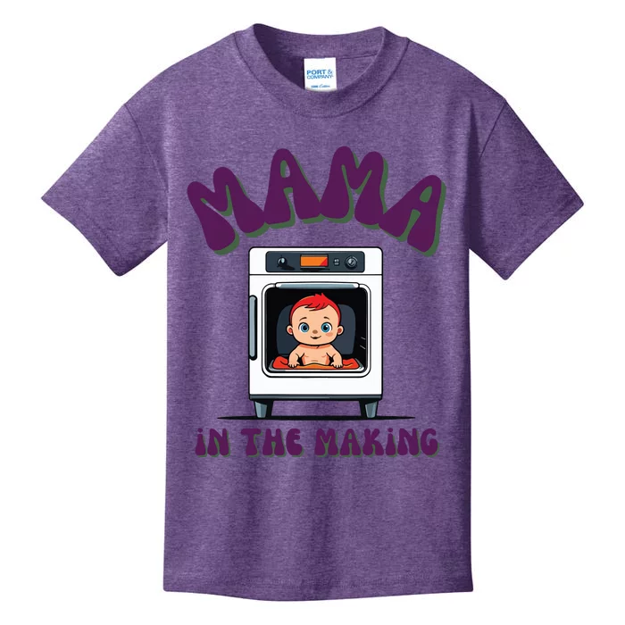 Groovy Mama In The Making For Pregnant Parent Baby Reveal Kids T-Shirt