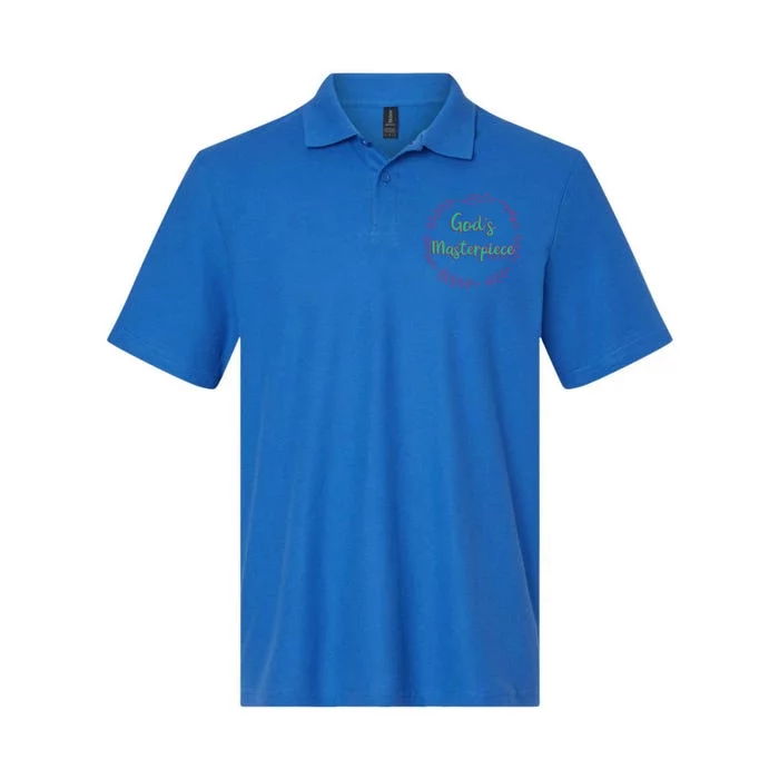 God's Masterpiece In Wreath Leaves Gift Softstyle Adult Sport Polo