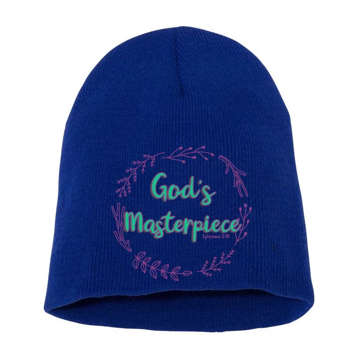 God's Masterpiece In Wreath Leaves Gift Short Acrylic Beanie