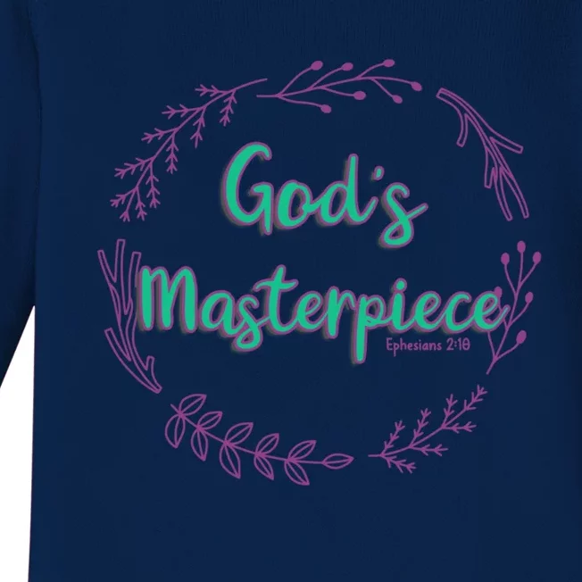 God's Masterpiece In Wreath Leaves Gift Baby Long Sleeve Bodysuit