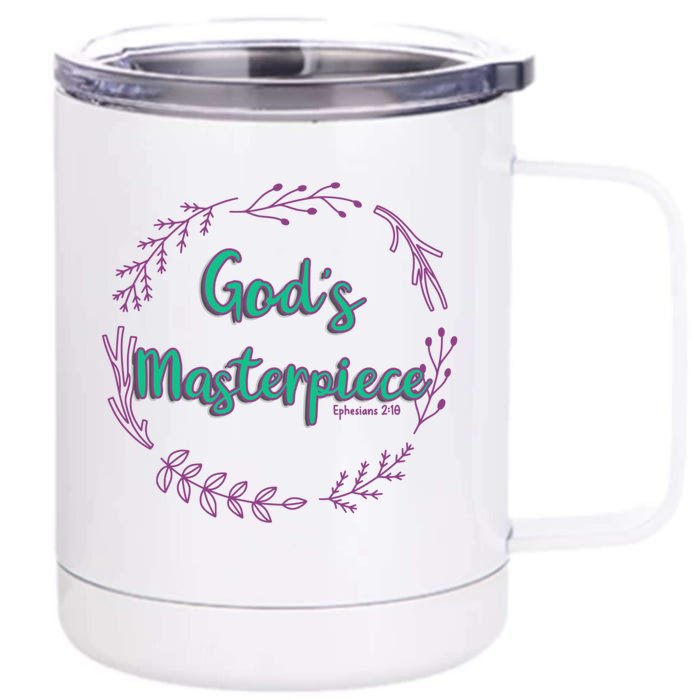 God's Masterpiece In Wreath Leaves Gift Front & Back 12oz Stainless Steel Tumbler Cup