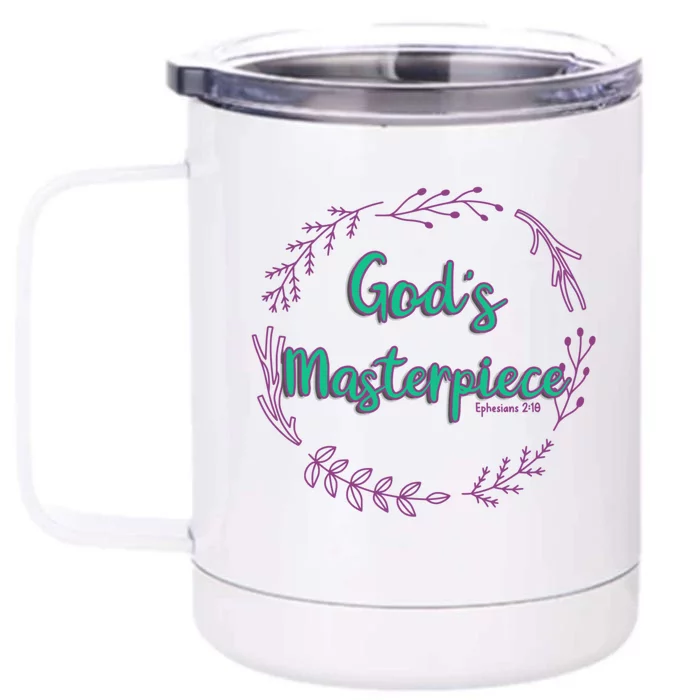 God's Masterpiece In Wreath Leaves Gift Front & Back 12oz Stainless Steel Tumbler Cup