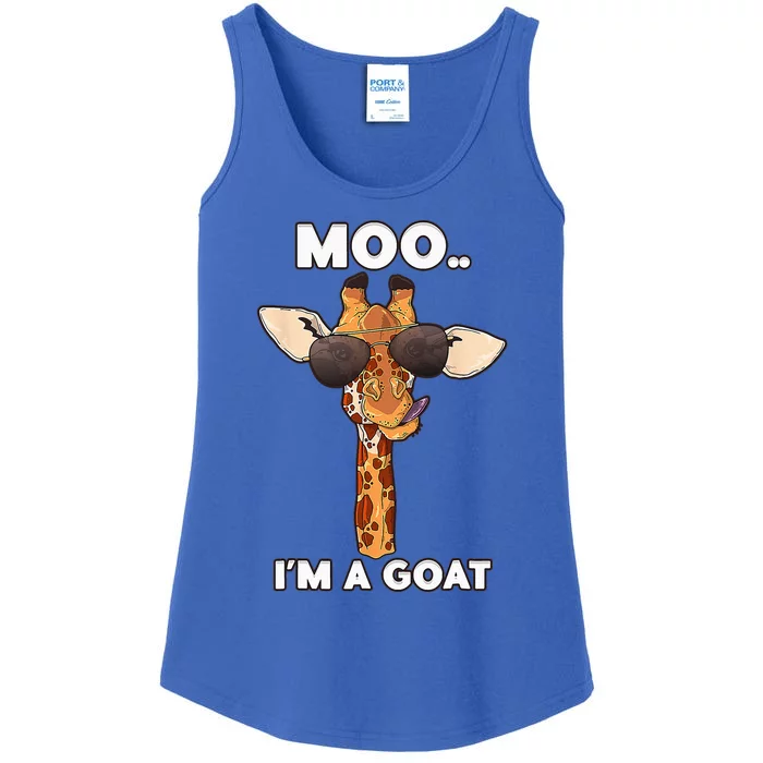 Giraffe Moo Im A Goat Farm Zoo Animal Giraffe Lover Ladies Essential Tank