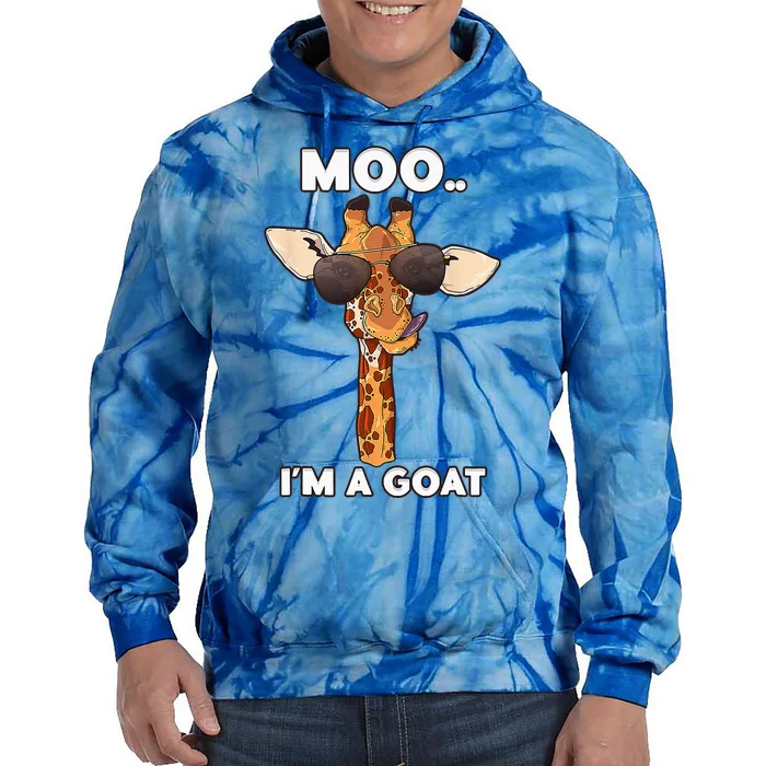 Giraffe Moo Im A Goat Farm Zoo Animal Giraffe Lover Tie Dye Hoodie