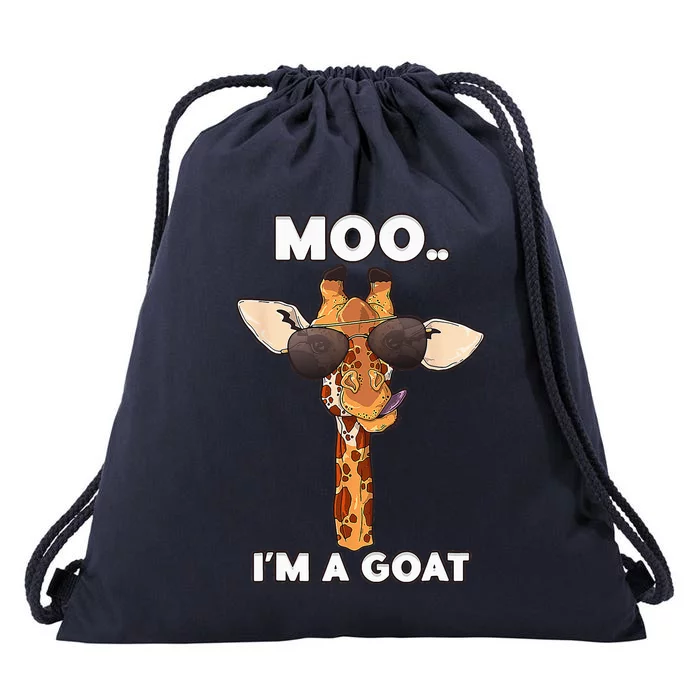 Giraffe Moo Im A Goat Farm Zoo Animal Giraffe Lover Drawstring Bag