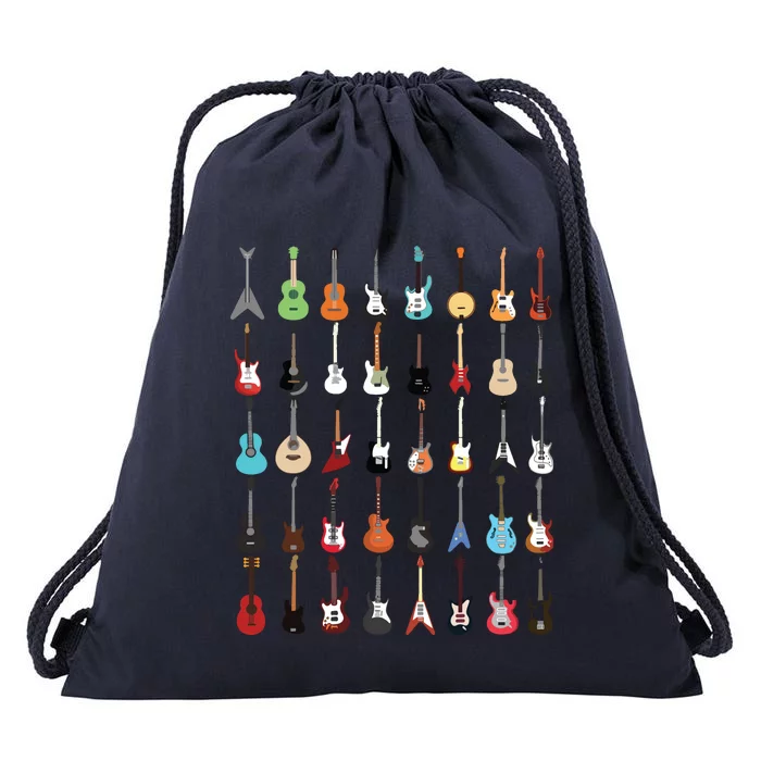 Guitar Musical Instrument Rock N Roll Tee Drawstring Bag