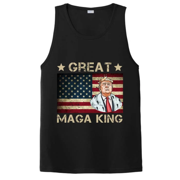 Great Maga King Trump USA Flag Performance Tank