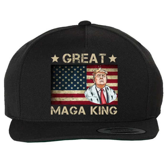 Great Maga King Trump USA Flag Wool Snapback Cap