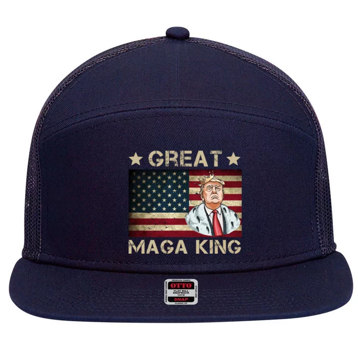 Great Maga King Trump USA Flag 7 Panel Mesh Trucker Snapback Hat