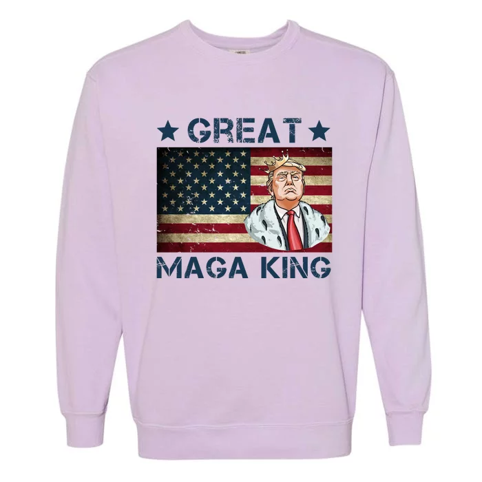 Great Maga King Trump USA Flag Garment-Dyed Sweatshirt