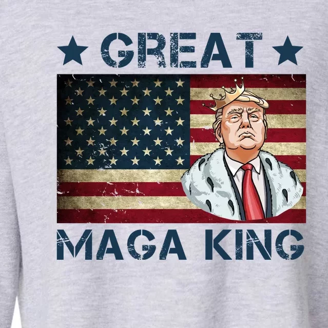 Great Maga King Trump USA Flag Cropped Pullover Crew