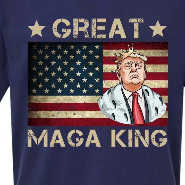 Great Maga King Trump USA Flag Sueded Cloud Jersey T-Shirt