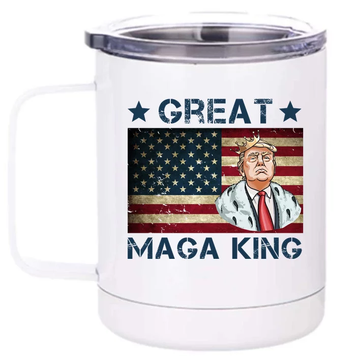 Great Maga King Trump USA Flag Front & Back 12oz Stainless Steel Tumbler Cup