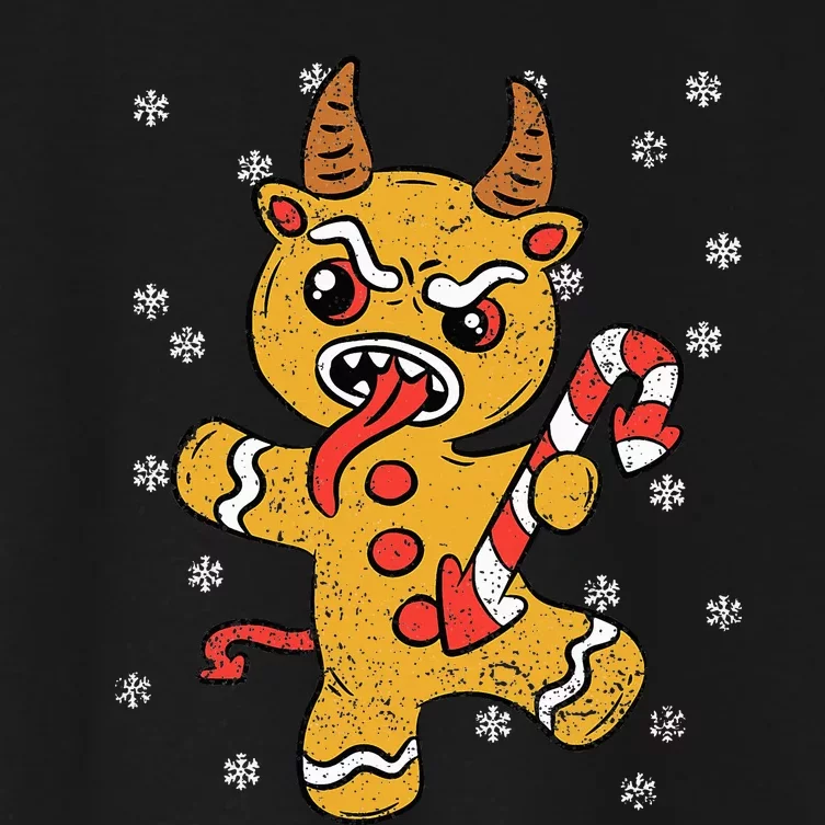 Gingerbread Man Krampus Christmas Pajama Xmas Candy Cane Women's Crop Top Tee