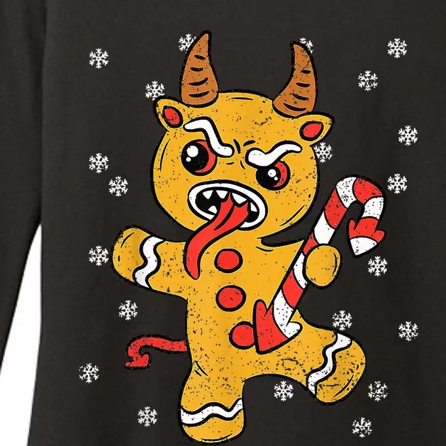 Gingerbread Man Krampus Christmas Pajama Xmas Candy Cane Womens CVC Long Sleeve Shirt