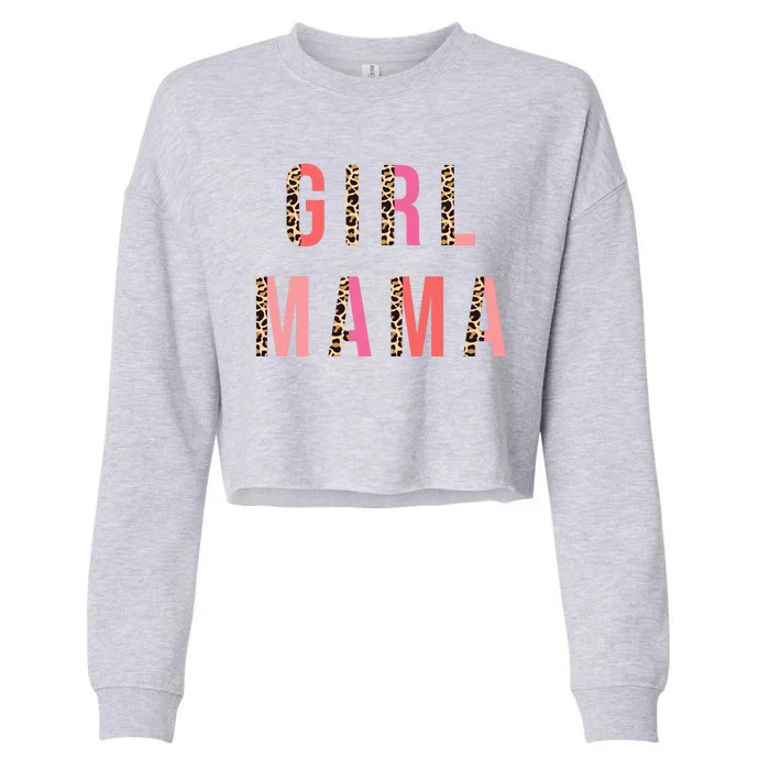 Girl Mama Leopard Cropped Pullover Crew