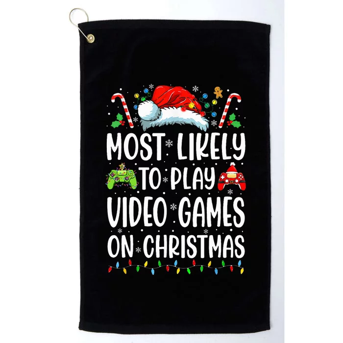 Gamer Most Likely To Play Video Games On Christmas Platinum Collection Golf Towel