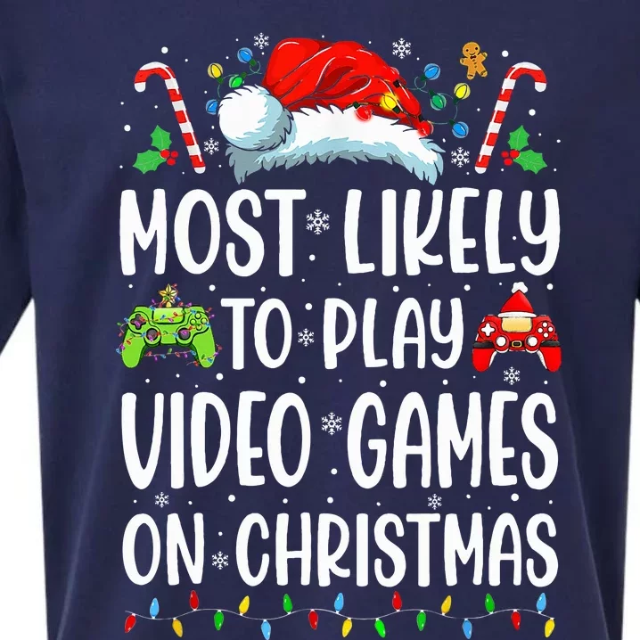 Gamer Most Likely To Play Video Games On Christmas Sueded Cloud Jersey T-Shirt