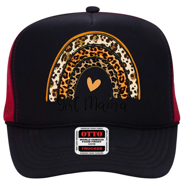 Girl Mama Leopard Cheetah Rainbow Mothers Day Cute Mom Gifts High Crown Mesh Trucker Hat