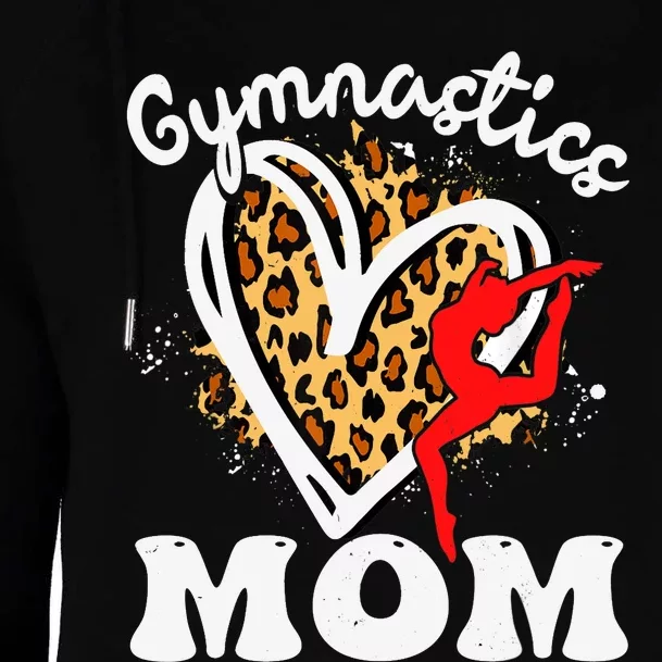 Gymnastics Mom Leopard Heart Gymnast Wo Mother's Day Womens Funnel Neck Pullover Hood